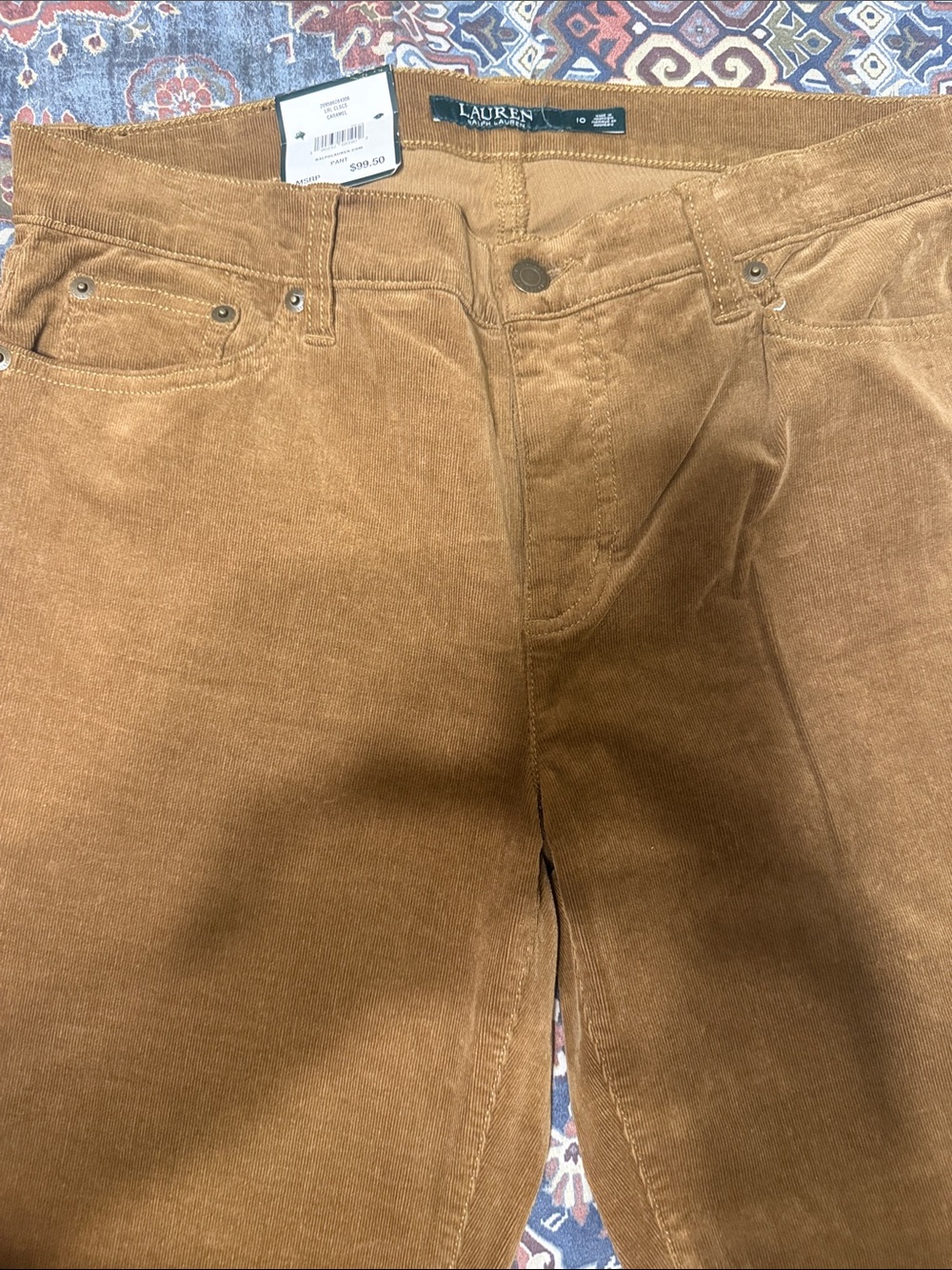 Lauren Ralph Lauren Straight-Leg Corduroy Pants in Camel women’s size 10